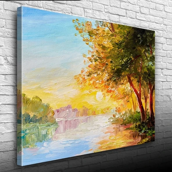 Nehirde Gün Doğumu Yağlıboya Kanvas Tablo 50 x 70 ürün görseli 1