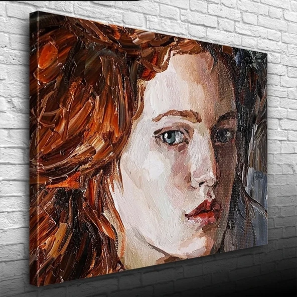 Kızıl Saçlı Yağlı Boya Kadın Portresi Kanvas Tablo 50 x 70 ürün görseli 1