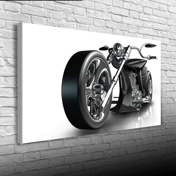 Futuristik Siyah Motosiklet Kanvas Tablo 60 x 120 ürün görseli 1