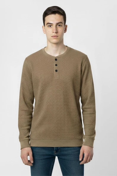 Mevsimlik Düğme Detaylı Bawelna Kumaş Uzun Kollu Erkek Çocuk Sweatshirt ürün görseli 1