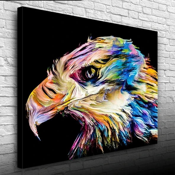 Çok ve Canlı Renklerde Dekoratif Şahin Kanvas Tablo 50 x 70 ürün görseli 1