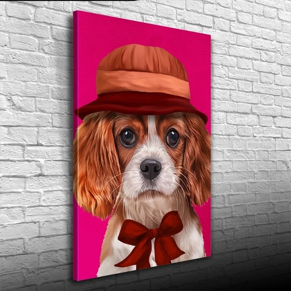 Şapkalı Köpek Kanvas Tablo 50 x 70 ürün görseli 1