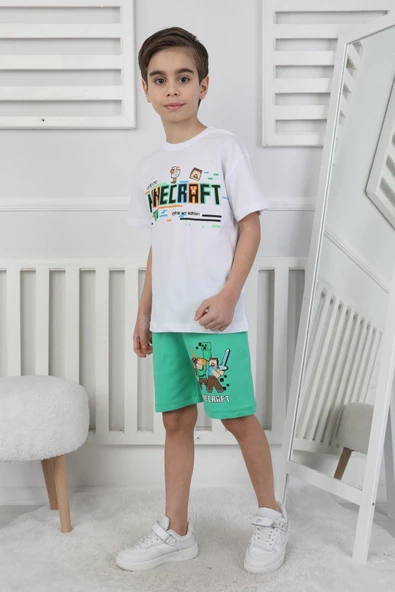 Minecraft Baskı Erkek Çocuk Şortlu Takım ürün görseli 1