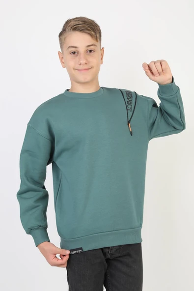 Fermuarlı Respect Baskılı Siyah Erkek Çocuk Sweatshirt ürün görseli 1