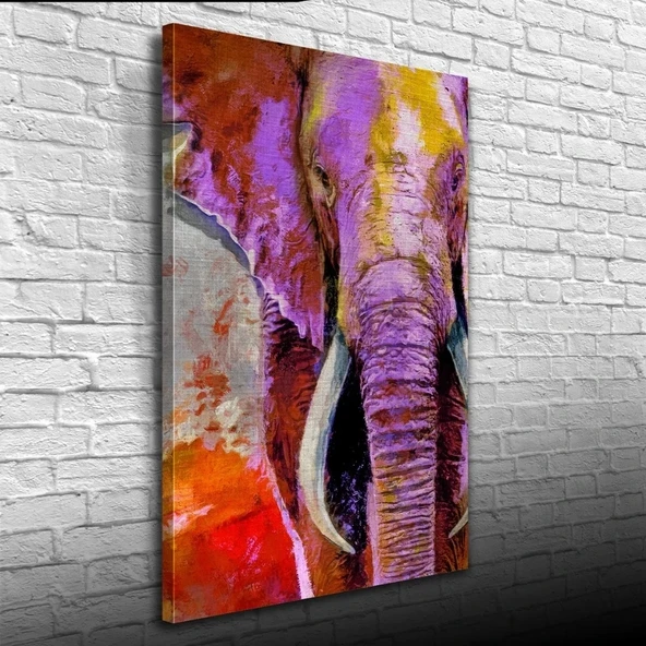 Pastel Renklerde Dekoratif Fil Görseli Kanvas Tablo 50 x 70 ürün görseli 1