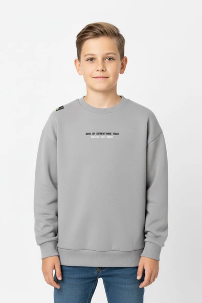 Bisiklet Yaka Baskı Detaylı Erkek Çocuk Sweatshirt ürün görseli 1