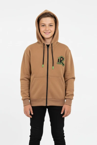 Kapşonlu Fermuarlı Kanguru Cepli Erkek Çocuk Sweatshirt ürün görseli 1