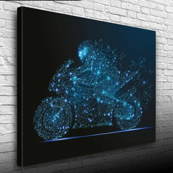 Siyah ve Mavi Tonlarda Spor Motosiklet Kanvas Tablo 50 x 70 ürün görseli 1
