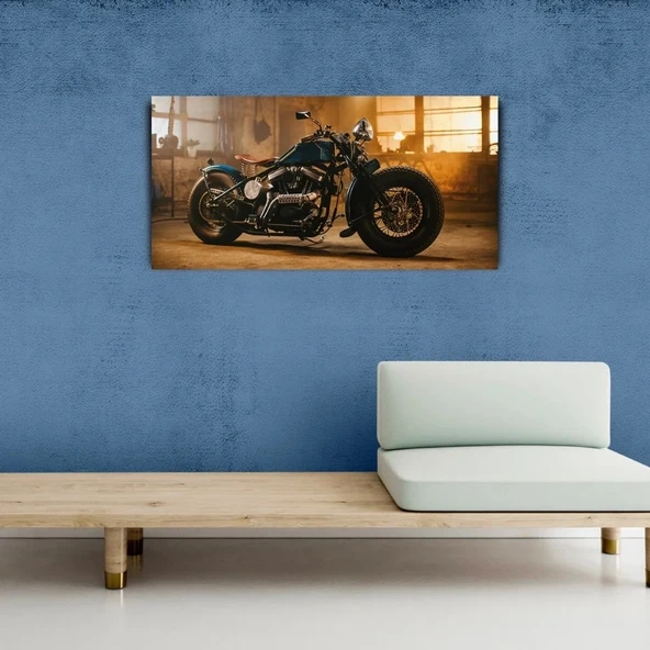 Mavi Harley - Davidson Kanvas Tablo 60 x 120 ürün görseli 1