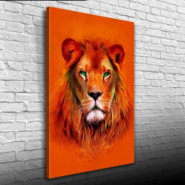 Aslan , Turuncu Tonlarda Dekoratif Kanvas Tablo 50 x 70 ürün görseli 1