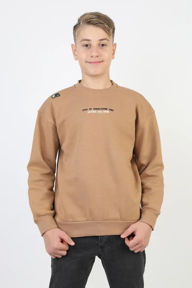 Bisiklet Yaka Baskı Detaylı Erkek Çocuk Sweatshirt ürün görseli 1