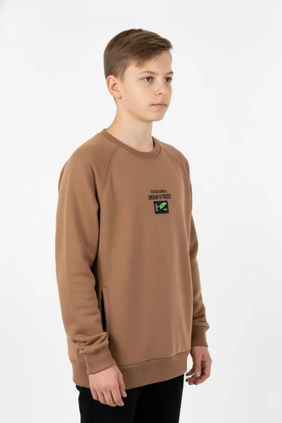 Kanguru Cepli Baskılı Detaylı Erkek Çocuk Sweatshirt ürün görseli 1