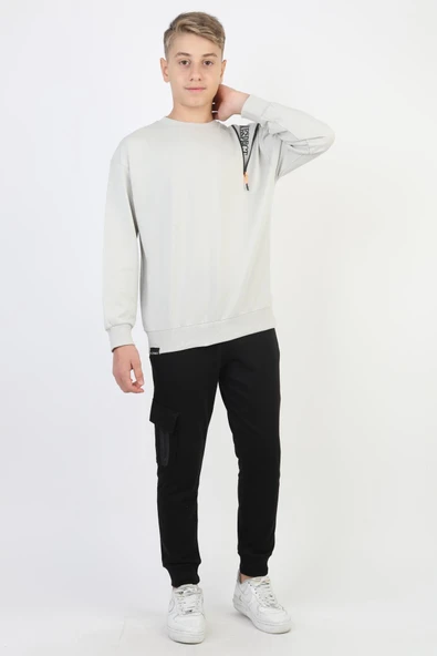 Mevsimlik Respect Baskılı 2 İplik %100 Pamuk 2 İplik Uzun Kollu Erkek Çocuk Sweatshirt ürün görseli 1