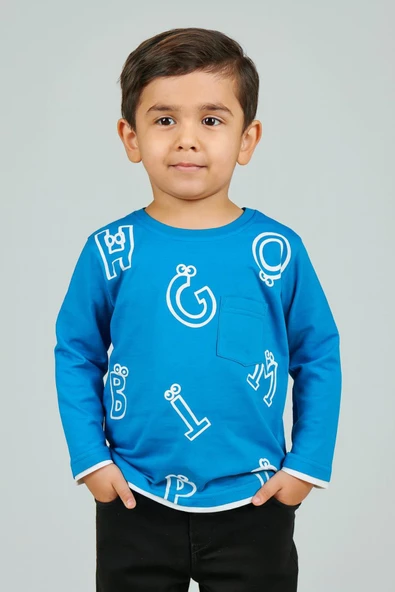 Harf Baskılı Mevsimlik Erkek Çocuk Sweatshirt ürün görseli 1