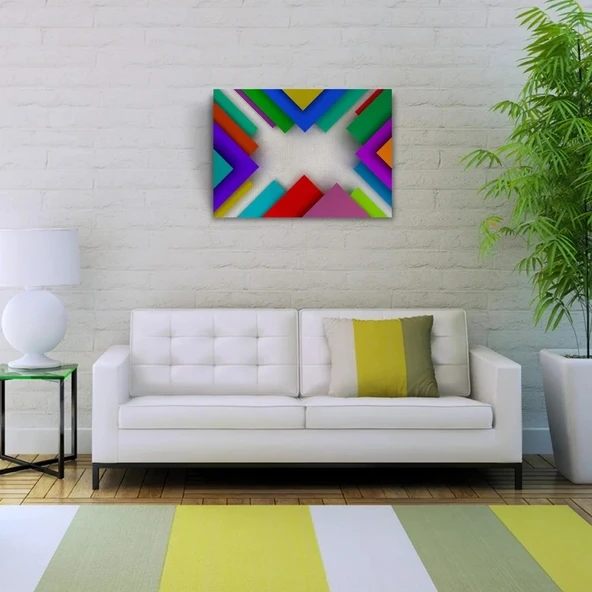 Renkli Üçgenler Kanvas Tablo 50 x 70 ürün görseli 1
