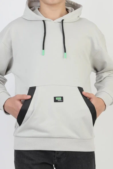 Kapüşonlu Kanguru Cepli 2 İplik Mevsimlik Erkek Çocuk Sweatshirt ürün görseli 1