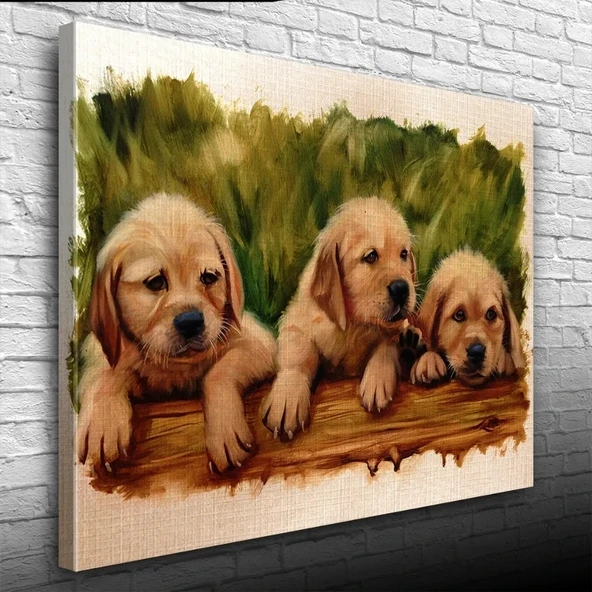 Şirin Yavru Köpekler Yağlıboya Kanvas Tablo 50 x 70 ürün görseli 1
