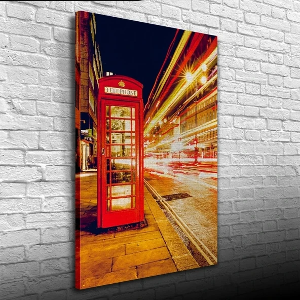 Londra`da Kırmızı Telefon Kulübesi Kanvas Tablo 50 x 70 ürün görseli 1