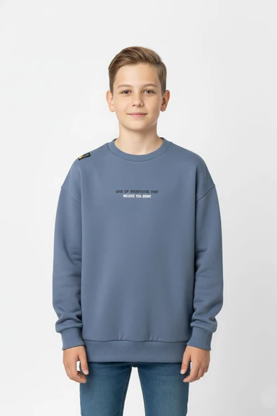 Bisiklet Yaka Baskı Detaylı Erkek Çocuk Sweatshirt ürün görseli 1
