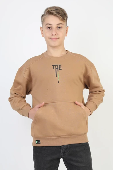 Kanguru Cepli Bisiklet Yaka Erkek Çocuk Sweatshirt ürün görseli 1