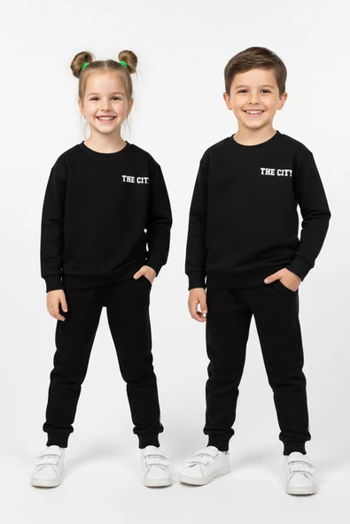The CITY Baskılı Pamuk 2 İplik Mevsimlik Unisex Çocuk Takım ürün görseli 1