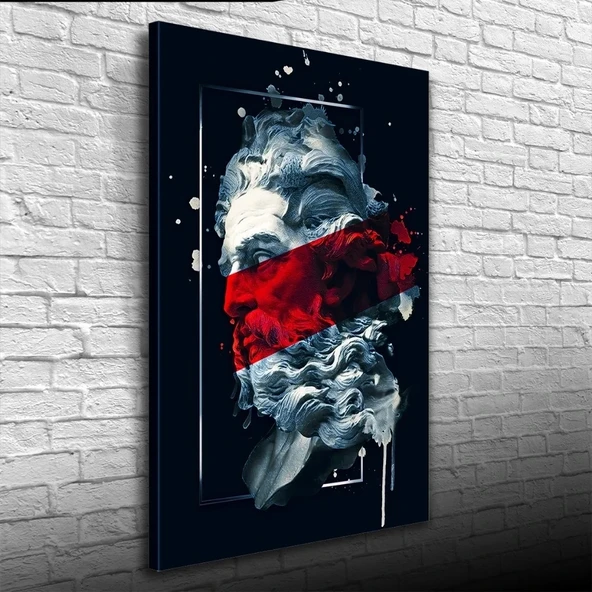 Soyut Siyah, Kırmızı ve Gri Tonlarda Heykel Figürü Kanvas Tablo 50 x 70 ürün görseli 1