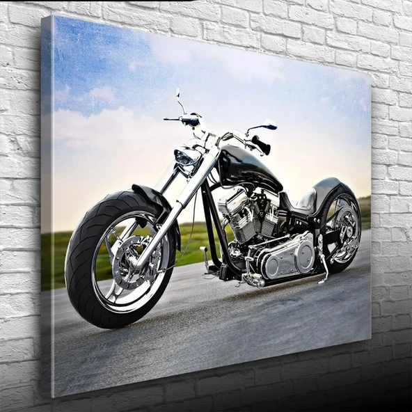 Chopper Siyah Motosiklet Kanvas Tablo 50 x 70 ürün görseli 1