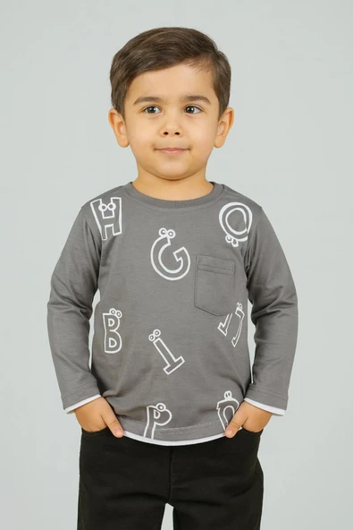Harf Baskılı Mevsimlik Erkek Çocuk Sweatshirt ürün görseli 1