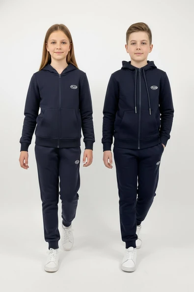 Fermuarlı Kapüşonlu Cepli Unisex Çocuk Eşofman Takımı ürün görseli 1