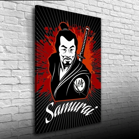 Japon Samuray Kırmızı ve Siyah Tonlarda Poster Kanvas Tablo 50 x 70 ürün görseli 1