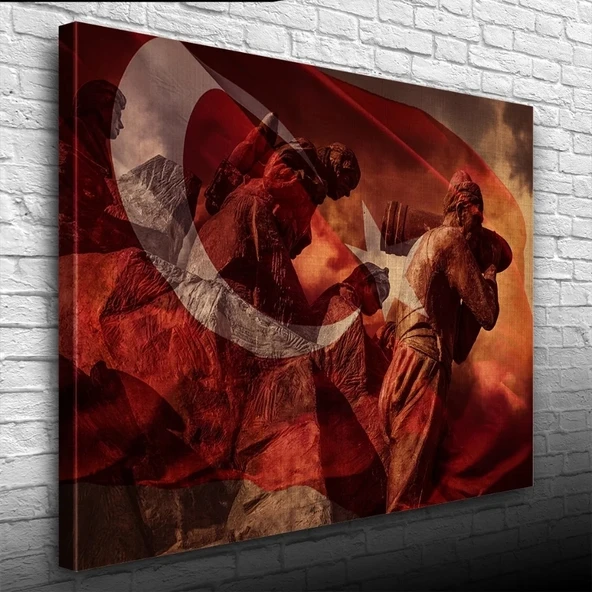 Kurtuluş Savaşı Temalı Şanlı Türk Bayrağı KANVAS Tablo 50 x 70 ürün görseli 1