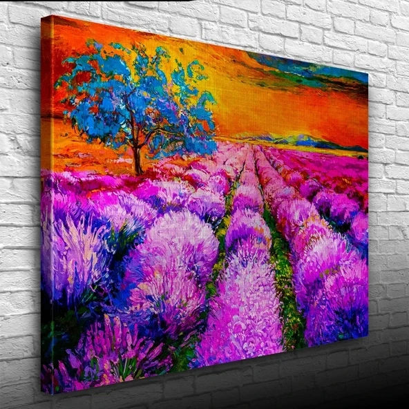 Lavanta Tarlasında Gündoğumu Yağlıboya Kanvas Tablo 50 x 70 ürün görseli 1