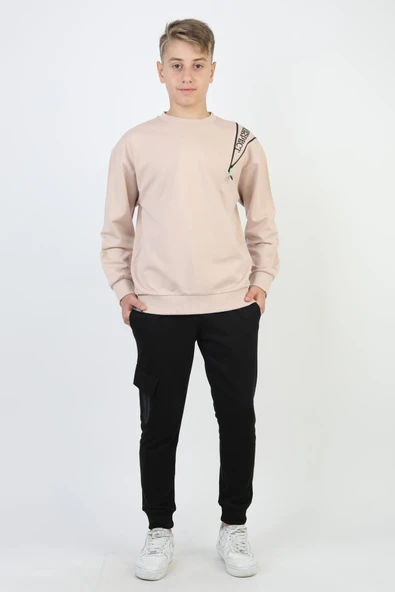 Mevsimlik Respect Baskılı 2 İplik %100 Pamuk 2 İplik Uzun Kollu Erkek Çocuk Sweatshirt ürün görseli 1