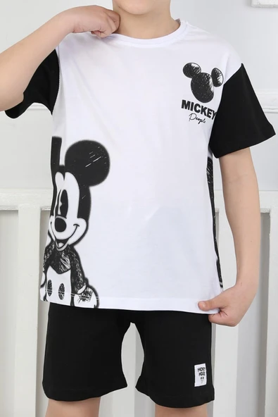 Mickey Baskı Erkek Çocuk Şortlu Takım - Resim 4
