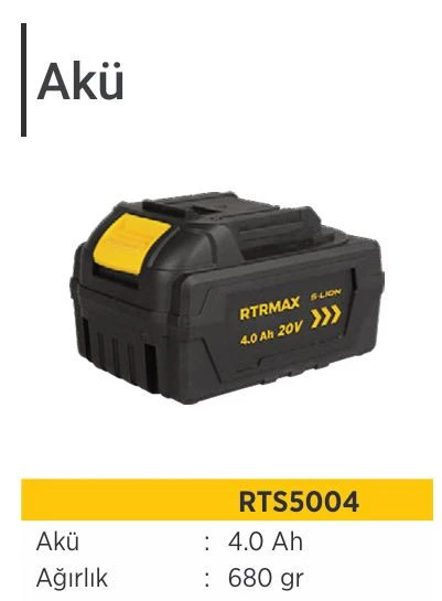 RTRMAX SMART-LION RTS5004 AKÜ 4.0Ah ürün görseli 1