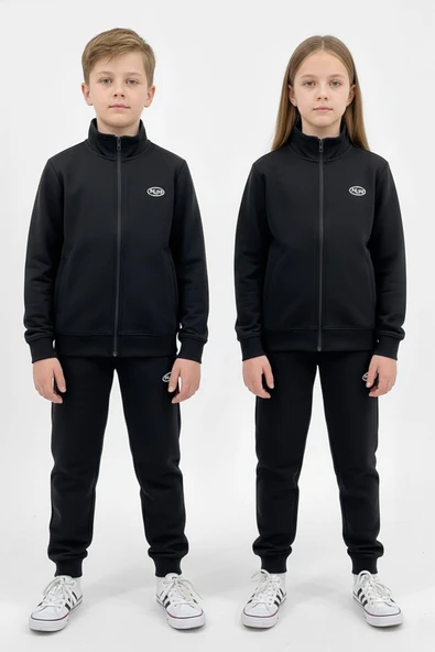 Fermuarlı Cepli Çocuk Unisex Eşofman Takımı ürün görseli 1