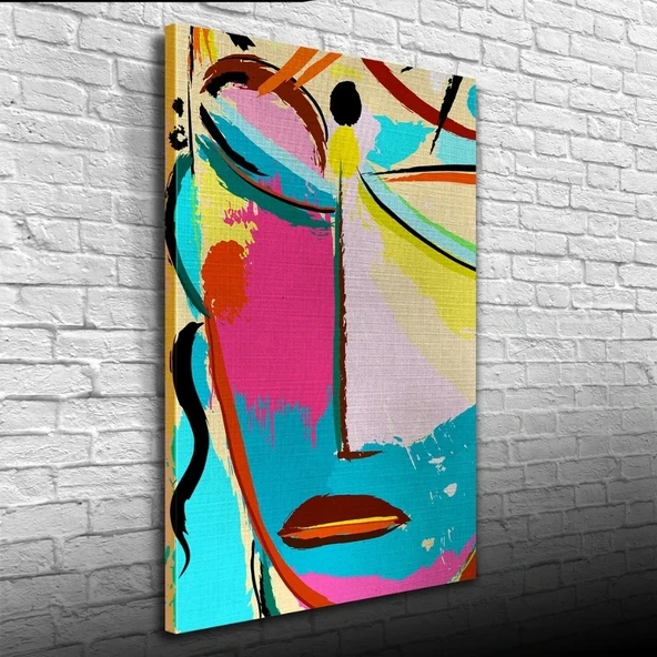 Soyut Kadın Portresi , Pastel Renklerde Kanvas Tablo 50 x 70 ürün görseli 1