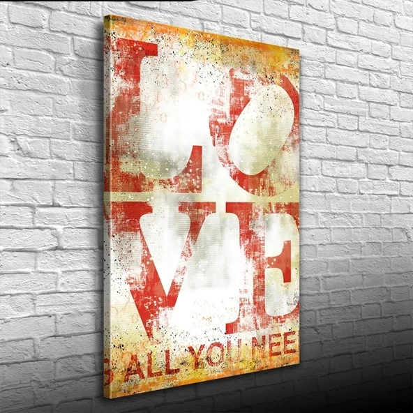 Love Poster Kırmızı Beyaz Tonlarda Kanvas Tablo 50 x 70 ürün görseli 1