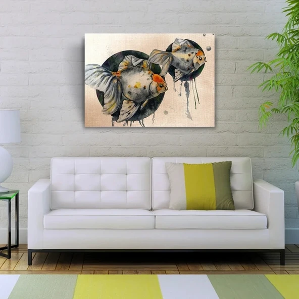 Gri Balık Kanvas Tablo 50 x 70 - Resim 2
