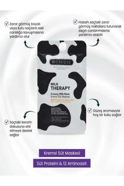 MORFOSE SAÇ MASKESİ 25ML POŞET MİLK THERAPY - Resim 3