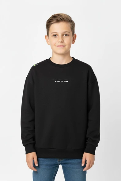 Bisiklet Yaka Baskı Detaylı Erkek Çocuk Sweatshirt ürün görseli 1