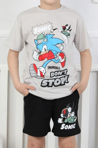 Sonic Baskılı Erkek Çocuk Şortlu Takım - Resim 2