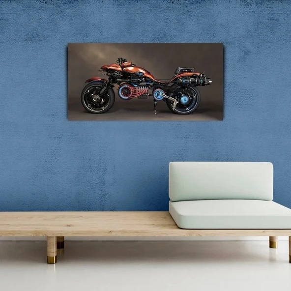 Futuristik Motosiklet Resmi Kanvas Tablo 60 x 120 ürün görseli 1
