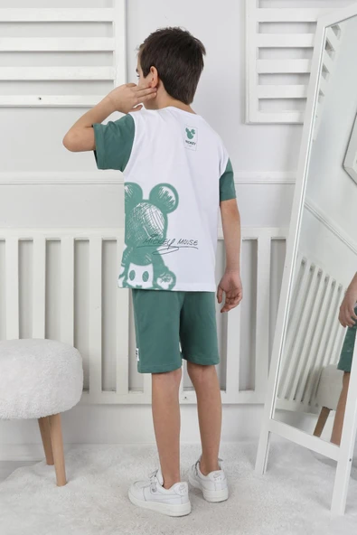 Mickey Baskı Erkek Çocuk Şortlu Takım - Resim 5
