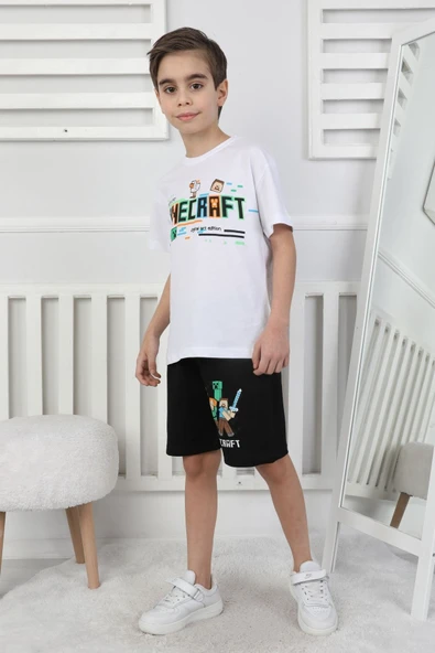 Minecraft Baskı Erkek Çocuk Şortlu Takım ürün görseli 1