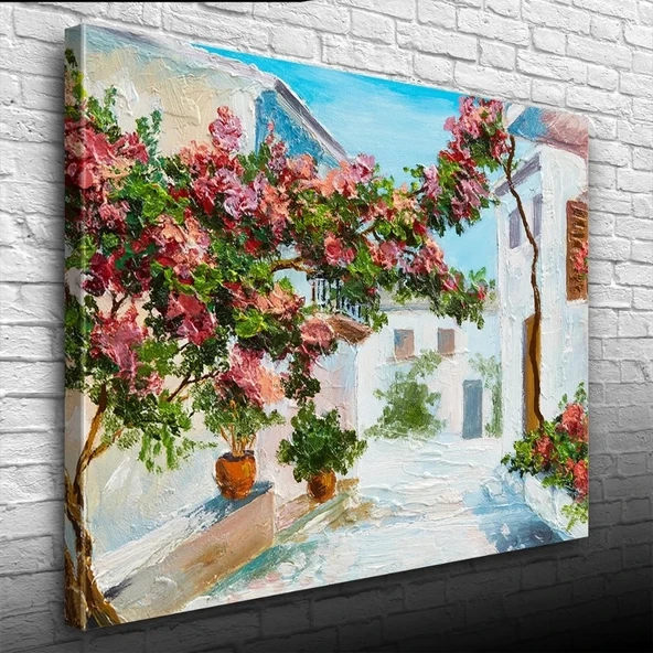 Sarmaşık ve Köy Evleri Yağlıboya Kanvas Tablo 50 x 70 ürün görseli 1