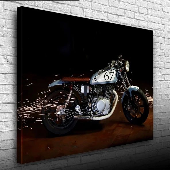 Gri Klasik Naked Motosiklet Kanvas Tablo 50 x 70 ürün görseli 1