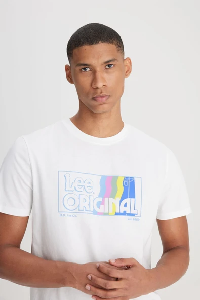 Lee Erkek Minimalist T-Shirt - Kısa Kol Yuvarlak Yaka - Günlük Stil ürün görseli 1
