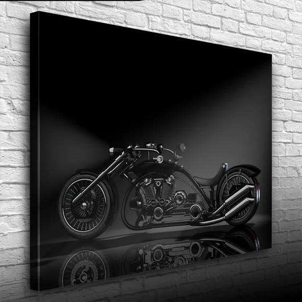 Siyah Futuristik Chopper Motosiklet Kanvas Tablo 50 x 70 ürün görseli 1