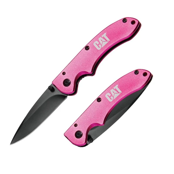 CAT DA980060 Kemer Askı Kancalı Katlanabilir 15CM Paslanmaz Çelik Pembe Kamp Çakısı ürün görseli 1